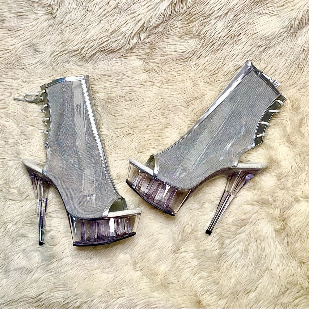 Pleaser Delight, 6” Mesh Platform Ankle Bootsie
